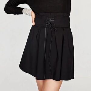 Zara - Black Corset Laced Skirt - Sz M
